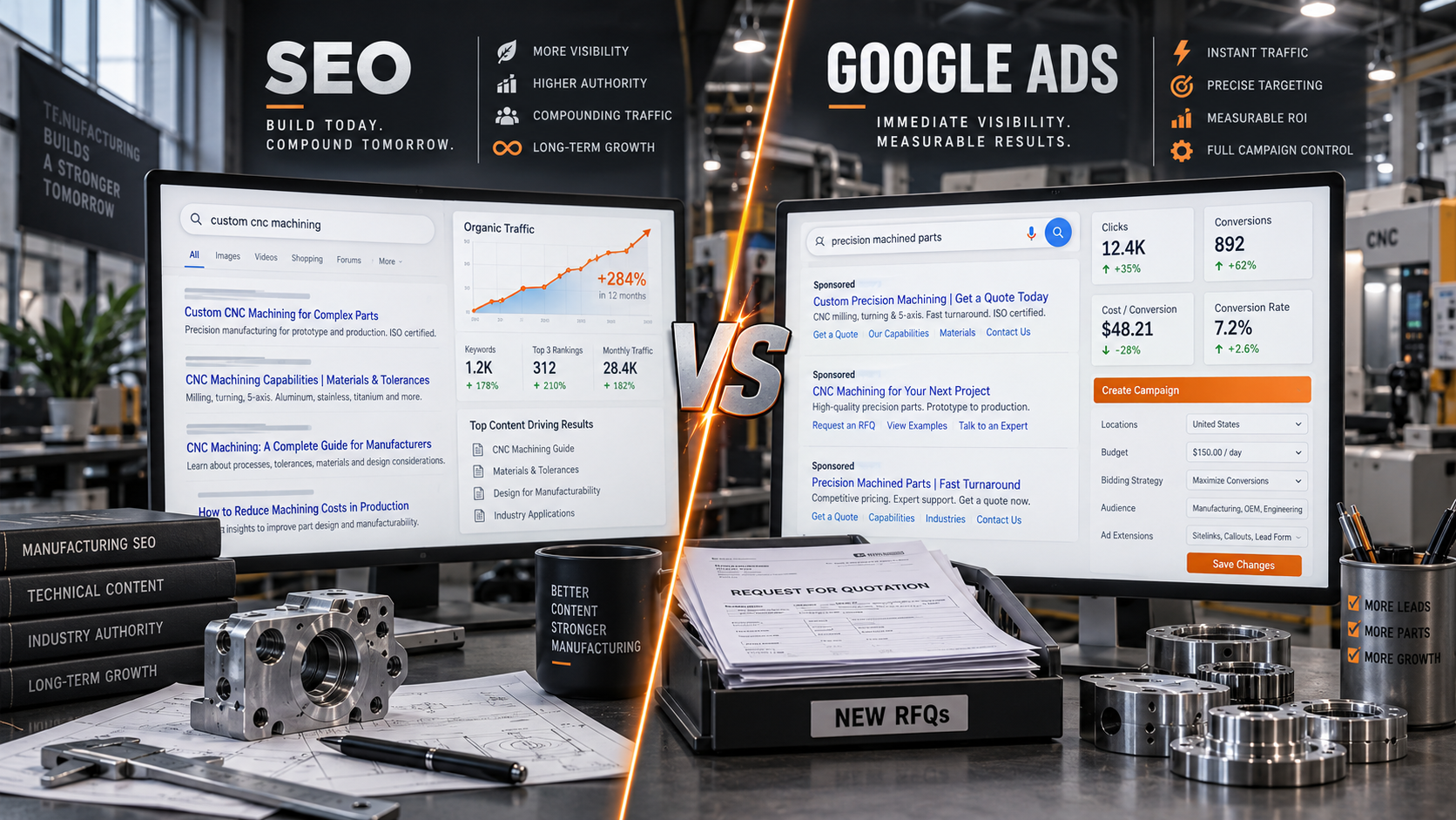 SEO vs Google Ads for Manufacturing: Which Should You Use?