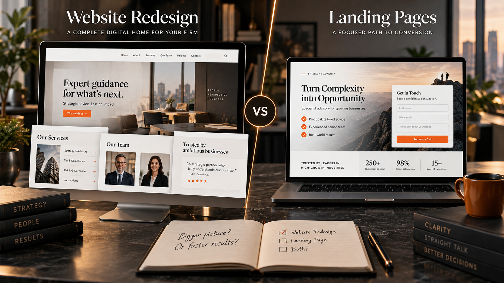 Website Redesign vs Landing Pages for Professional Services